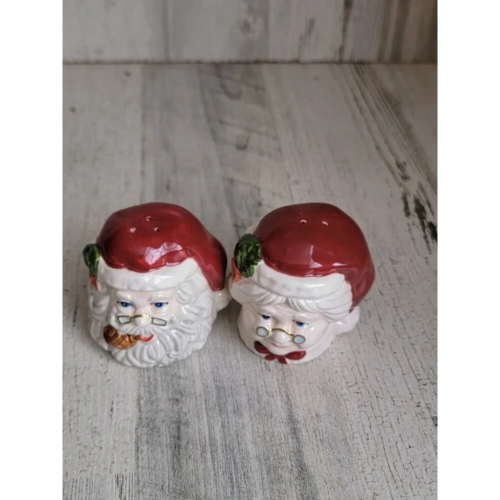 Mrs Mr claus santa salt pepper shaker vintage set‎ xmas